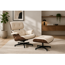 Ver imagem 1 de Poltrona Charles Eames com Puff - Couro Branco - Imbuia