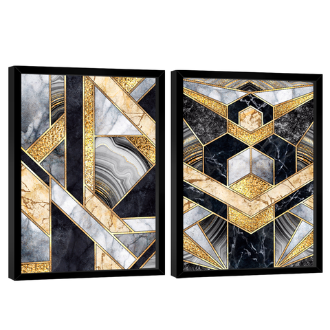 Quadro Decorativo Duo Abstrato Formas Orgânicas