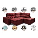 Ver imagem 3 de Sofá de Canto 2.60x2.36m Retrátil e Reclinável com Molas Cama inBox Platinum Direito Suede Vinho