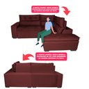 Ver imagem 4 de Sofá de Canto 2.60x2.36m Retrátil e Reclinável com Molas Cama inBox Platinum Direito Suede Vinho