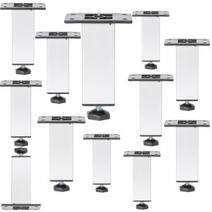 Kit 12 Pé Alumínio 12cm Fosco Cozinha Móveis 40x40 Regulável