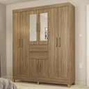 Ver imagem 2 de Guarda Roupa Casal Munique 8 Portas e 2 Gavetas Amêndola com Espelho - Demóbile