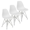 Ver imagem 1 de Kit 3 Cadeiras Charles Eames Eiffel Base Metal Cromado Branca