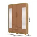Ver imagem 4 de Guarda-roupa Solteiro Reus 4 Portas 3 Gavetas com Espelho Nature/camarim - Pnr Móveis