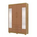 Ver imagem 2 de Guarda-roupa Solteiro Reus 4 Portas 3 Gavetas com Espelho Nature/camarim - Pnr Móveis