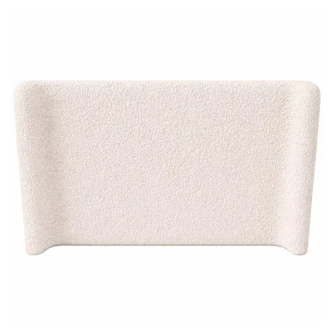 Cabeceira Estofada Corea King Curva Fixação no Box Estrutura MDF Revestimento Bouclê Off White