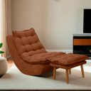 Ver imagem 1 de Kit Poltrona Decorativa Melissa com Balanço Gangorra Estofada e Puff em Bouclê:bouclê Terracota