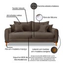 Ver imagem 7 de Sofá Living 2 Lugares 1,60m Livia Veludo Pés de Madeira - Pallazio Cor Marrom