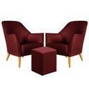 Ver imagem 1 de Kit 2 Poltronas Orion com Puff Izar Suede Bordô Aradecor