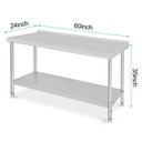 Ver imagem 2 de Takywep Mesa de Trabalho Inox 152x61x89cm Prateleira Ajustável