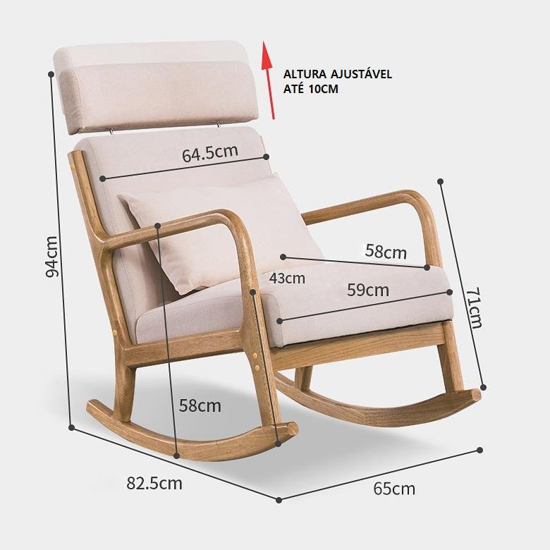 Cadeira Balanço Poltrona Madeira Com Apoio de Pés Pernas Luxo Moderna Donna - 6