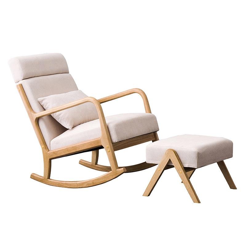 Cadeira Balanço Poltrona Madeira Com Apoio de Pés Pernas Luxo Moderna Donna - 8