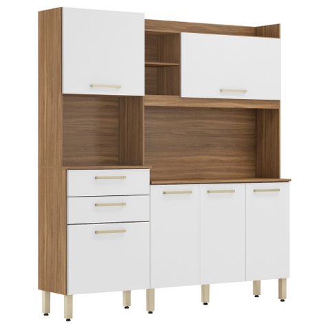 Kit Cozinha Compacta 6 Portas 2 Gavetas Select D02 Amendola/Branco - Mpozenato