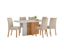 Ver imagem 1 de Conjunto Sala de Jantar Mesa Astrid 170 Tampo Vidro Maxi Off com 6 Cadeiras Téssera - Lopas Amendoa 