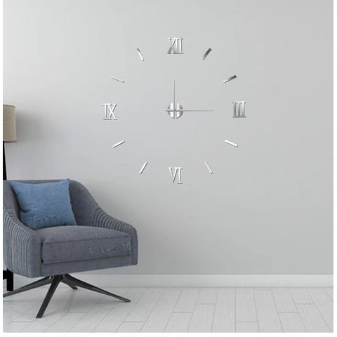 Relógio de Parede Gigante Alg Romanos - Prateado