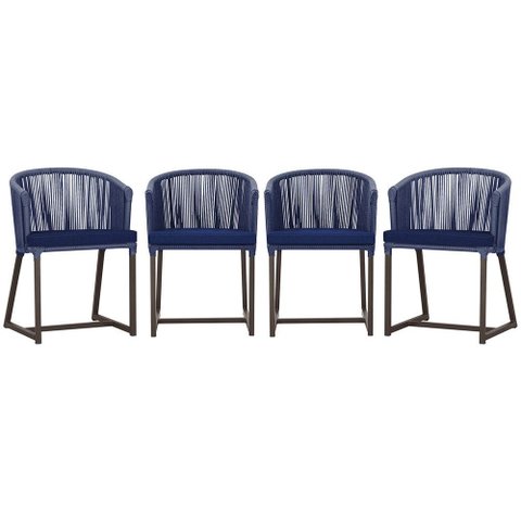 4 Cadeiras de Jantar Área Noronha em Alumínio com Pintura Marrom Corda Náutica E10 Trama Original