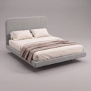 Ver imagem 1 de Cama Box Base Queen com Cabeceira Zaya 158x198 Flutuante Estilo Japonesa Linho Cinza - Desk Design