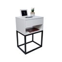 Ver imagem 1 de Mesa de Cabeceira Industrial 40cm Branco Gaveta e Nicho Pés Ferro Preto para Quarto Cama