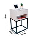 Ver imagem 2 de Mesa de Cabeceira Industrial 40cm Branco Gaveta e Nicho Pés Ferro Preto para Quarto Cama