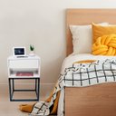Ver imagem 6 de Mesa de Cabeceira Industrial 40cm Branco Gaveta e Nicho Pés Ferro Preto para Quarto Cama
