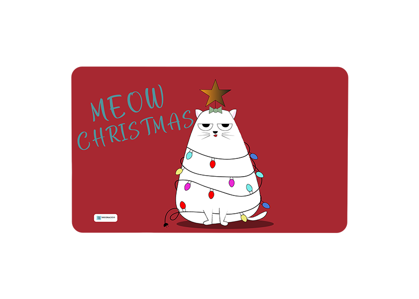 Tapete Para Porta Avulso Natal Meow Christmas 40cm x 60cm Único