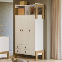 Ver imagem 2 de Berço Americano 4300 e Guarda Roupa Infantil 4375 Fantasia Branco Acetinado com Colchão Ortobom