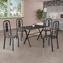 Ver imagem 1 de Conjunto de Mesa Tubular 100x60cm Tampo em Ardósia com 4 Cadeiras Lívia Preto/Txt