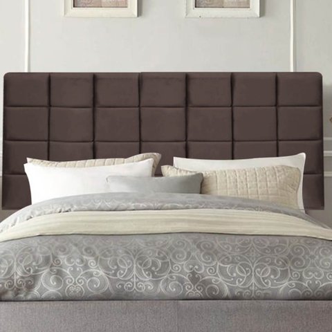 Painel Estofado Luxo Clara 90cm Solteiro para Cama Box Corino Marrom - Gat Magazine