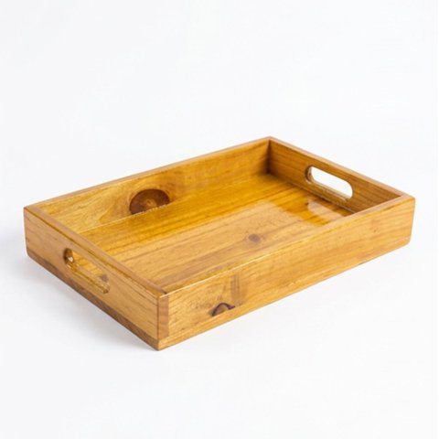 Gamela Bandeja Centro de Mesa Madeira Maciça Artesanal 45x29:Cerejeira