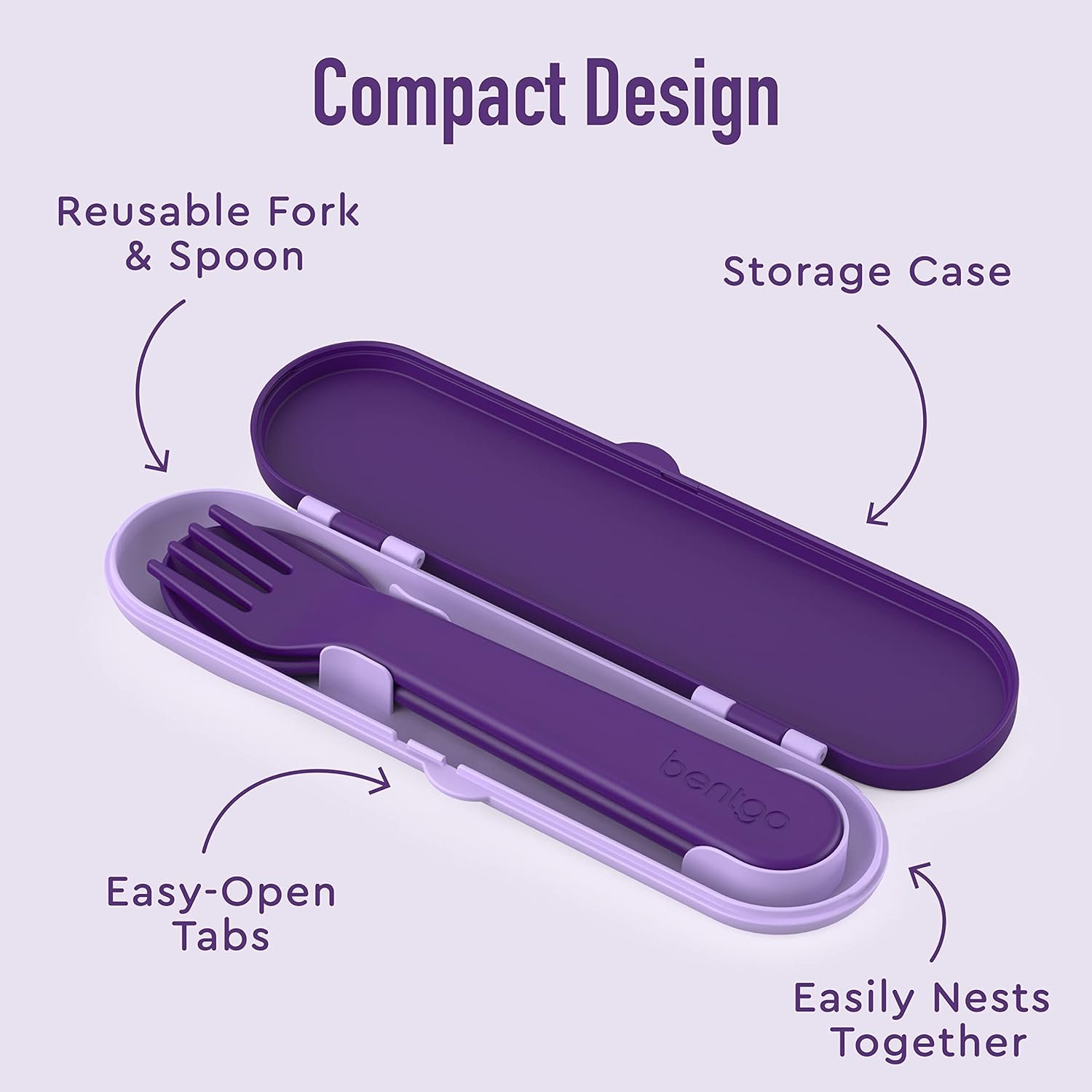 Bentgo Conjunto de Utensílios Infantis de Plástico Roxo - 4