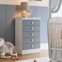 Ver imagem 1 de Cômoda de Bebê 5 Gavetas Azul/Branco