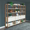 Ver imagem 1 de Estante 2 Portas 2 Gavetas Off White Freijó 216x32x185 cm Dalla Costa