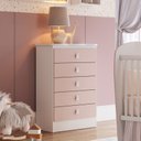 Ver imagem 1 de Cômoda de Bebê 5 Gavetas Rosa/Branco