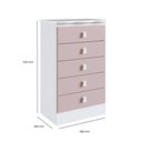 Ver imagem 3 de Cômoda de Bebê 5 Gavetas Rosa/Branco
