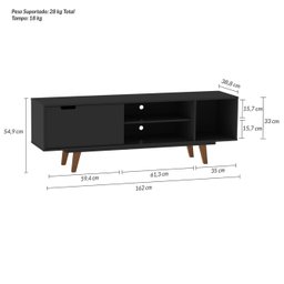 Rack Para TV até 55 Polegadas 1 Porta 1 Prateleira Oregon Retrô  - 3