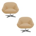 Ver imagem 1 de Kit 02 Poltronas Giratória Giovana Linho Base Cromada A27 Areia