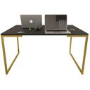 Ver imagem 1 de Mesa de Escritório Base Metal Dourado Tampo Preto 90 Cm