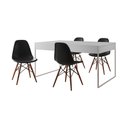 Ver imagem 2 de Mesa Jantar Industrial Retangular Filadélfia Branca 137x90cm Base Ferro Branco com 4 Cadeiras Pretas