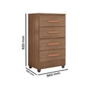 Ver imagem 2 de Cômoda 4 Gavetas Lite com Pés Carvalho Oak Móveis Leão
