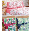 Ver imagem 1 de Jogo de cama queen com lençol de cima 198cm x 158cm lecol casal quin com 4 peças