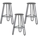 Ver imagem 1 de Kit 03 Banquetas Baixa Bar Cozinha Sala de Jantar Áris C01 Preto Linho Fendi Cinza - Lyam Decor