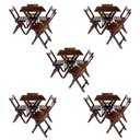 Ver imagem 1 de Combo 5 Jogos de Mesa 70x70 Dobrável com 4 Cadeiras Madeira Imbuia / Liso