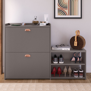 Sapateira Organizadora com Banco 2 Portas Milano - Cinza Perolizado