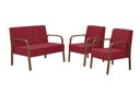 Ver imagem 1 de Conjunto Jade 2 Poltronas de 1 Lugar e 1 Poltrona de 2 Lugares Braço Madeira Dsalla Suede Vermelho