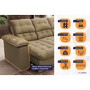 Ver imagem 4 de Sofá Retrátil Reclinável Atenas 2,30m Suede Velut Bege C/ Molas no Assento - King House