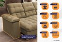 Ver imagem 4 de Sofá Retrátil Reclinável Atenas 2,30m Suede Velut Bege C/ Molas no Assento - King House