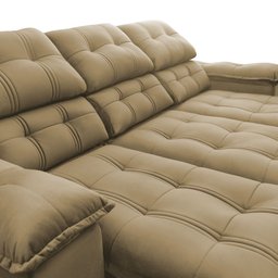Sofá Retrátil Reclinável Atenas 2,30m Suede Velut Bege c/ Molas no Assento - King House - 8