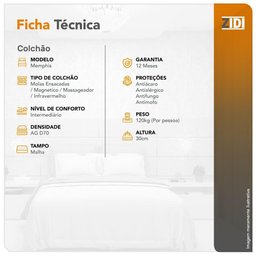 Colchão Casal Anjos Memphis Magnético Infravermelho Massageador Molas Ensacadas 138x188x30cm - 3
