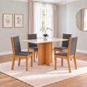 Ver imagem 1 de Conjunto Sala de Jantar Mesa Lana 120cm Tampo MDF Vidro Canto Reto 4 Cadeiras Evelin