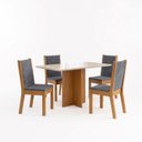Ver imagem 2 de Conjunto Sala de Jantar Mesa Lana 120cm Tampo MDF Vidro Canto Reto 4 Cadeiras Evelin